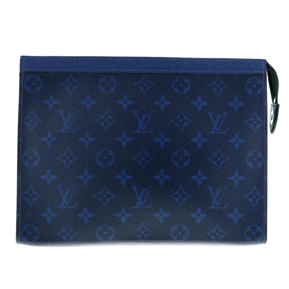 LOUIS VUITTON Pochette Voyage Bag Shoulder Clutch Taigarama Blue